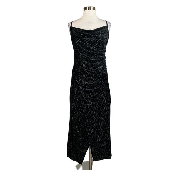 Laundry by Shelli Segal Women's Cocktail Dress Size 8 Black Velvet Midi Sheath - Picture 1 of 13